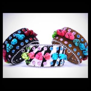 Bling turquoise genuine hair on hide wrap bracelet